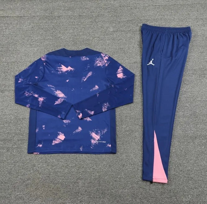 طقم رياضي بسحاب ربعي من باريس سان جيرمان لموسم 2024/2025، لون أزرق مموه