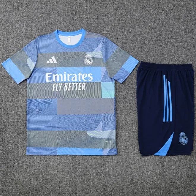 Real Madrid 2025/2026 Short Sleeve/Shorts Tracksuit Blue/Grey