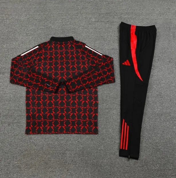 Chándal con cremallera 1/4 del Manchester United 2024/2025, rojo/negro