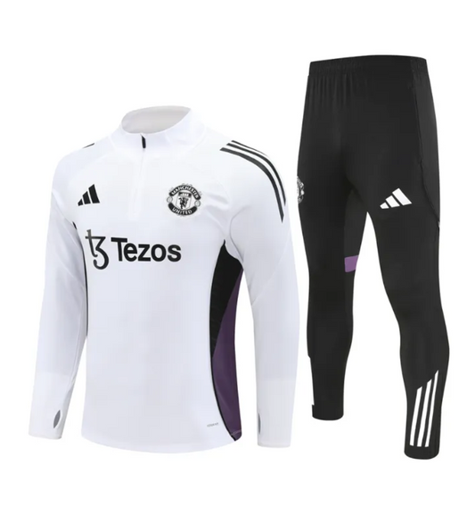 Manchester United 2025/2026 1/4 Zipper Tracksuit White/Purple