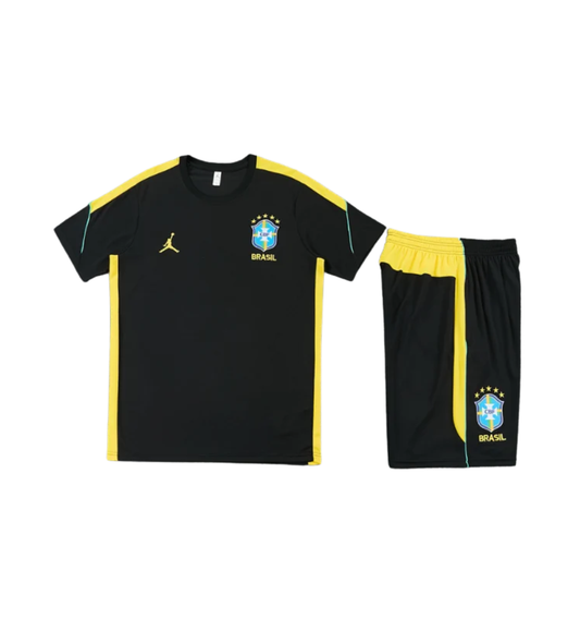 Chándal amarillo de manga corta/pantalones cortos para Brasil 2025