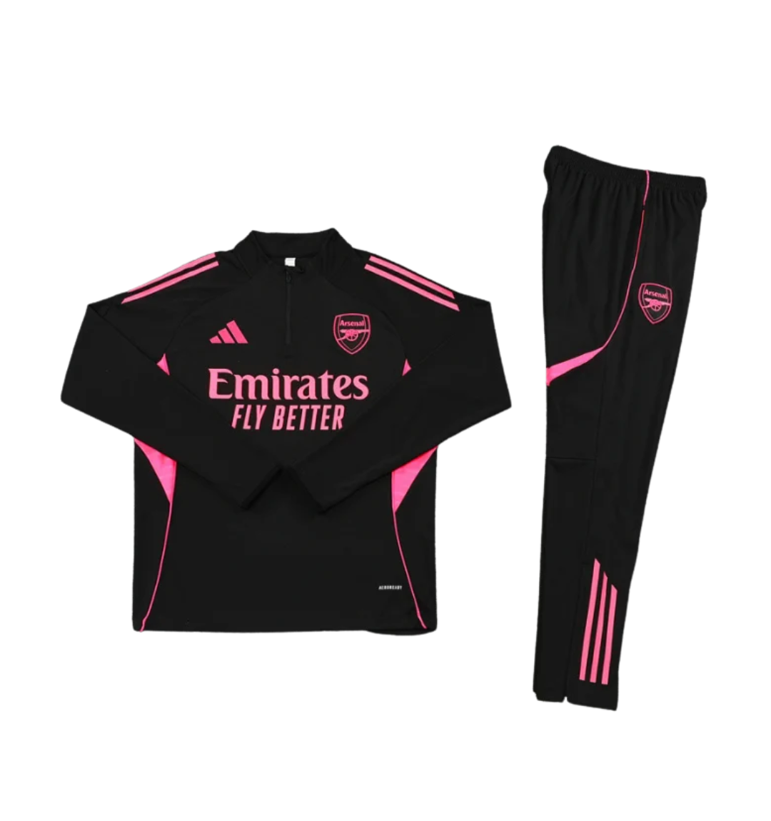 Chándal Arsenal 2025/2026 con cremallera 1/4 negro/rosa