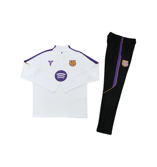 Barcelona 2026/2027 1/4 Zipper Tracksuit White/Purple