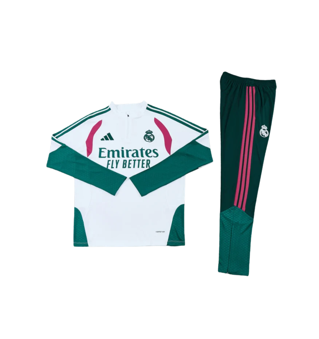 Real Madrid 2026/2027 1/4 Zipper Tracksuit White/Green