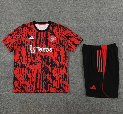 Chándal de manga corta/pantalones cortos del Manchester United 2023/2024 rojo/negro