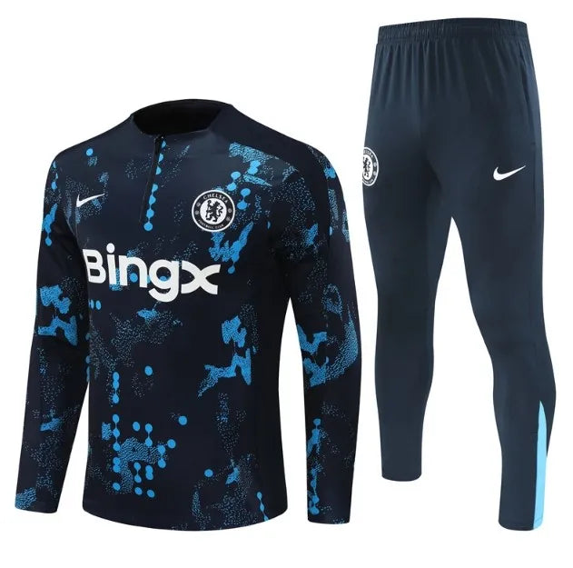 Chándal Chelsea 2024/2025 con cremallera 1/4, camuflaje azul oscuro