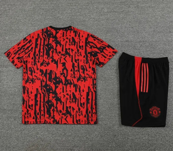 Chándal de manga corta/pantalones cortos del Manchester United 2023/2024 rojo/negro