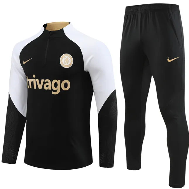 Chándal Chelsea 2023/2024 con cremallera 1/4, color negro