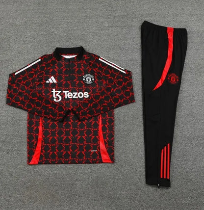 Chándal con cremallera 1/4 del Manchester United 2024/2025, rojo/negro