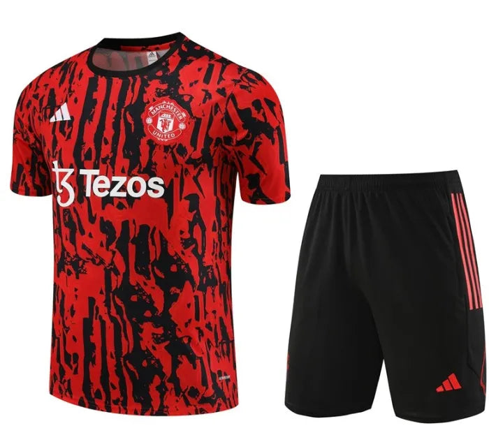 Chándal de manga corta/pantalones cortos del Manchester United 2023/2024 rojo/negro