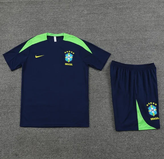 Chándal azul de manga corta/pantalones cortos de Brasil 2024
