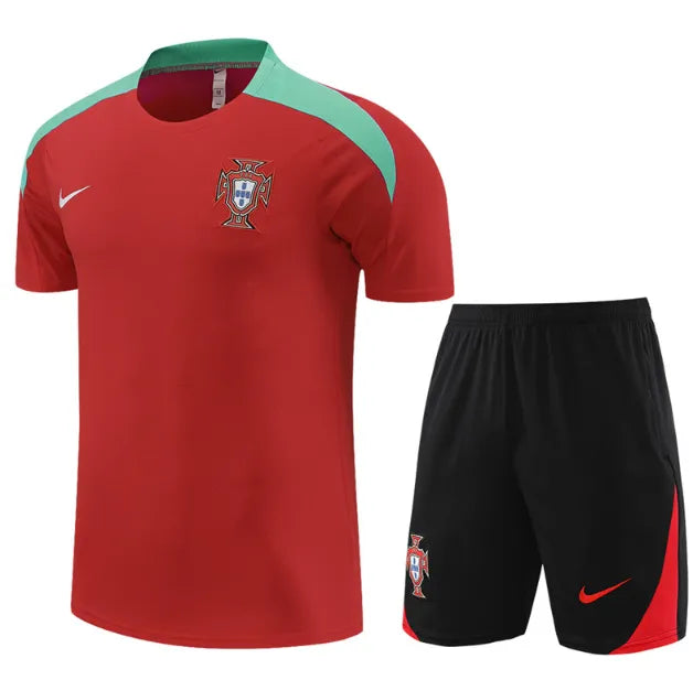 Chándal rojo de manga corta/pantalones cortos Portugal 2024